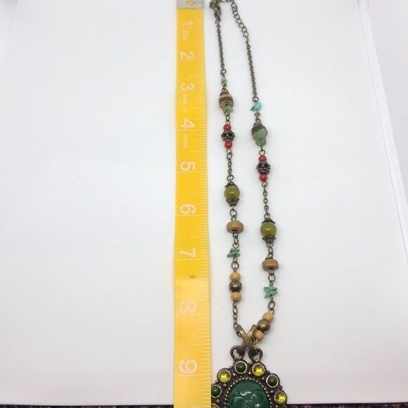 GREEN & Yellow Statement Necklace - Picture 5 of 6
